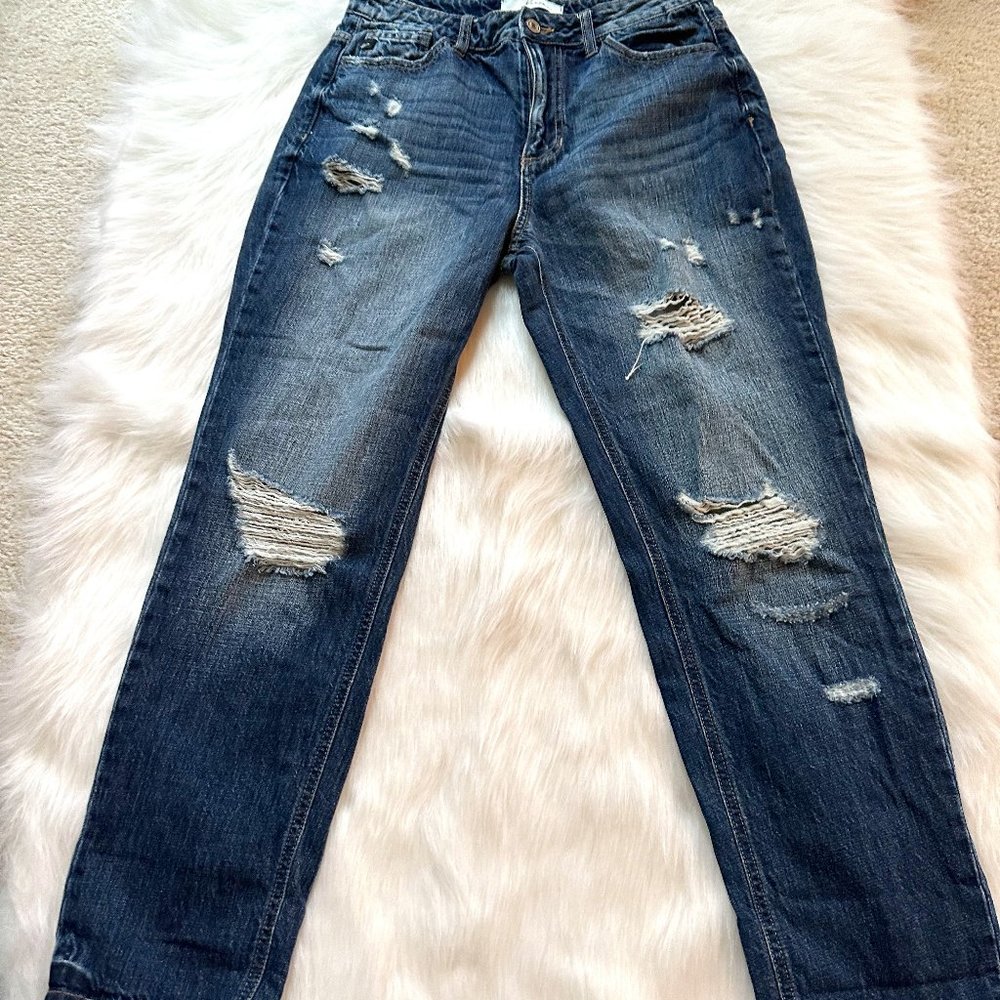 KANCAN Jeans Straight Leg High Waist Girlfriend Distressed Boho Size 27 #KC9147D - Picture 1 of 9